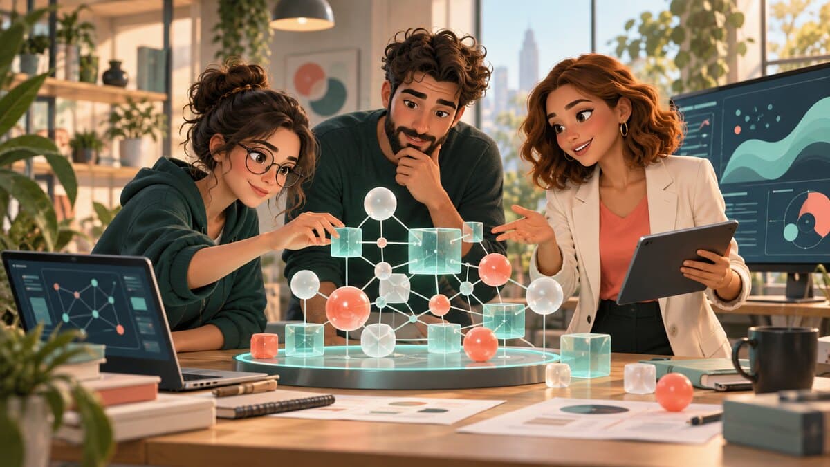 Une équipe pluridisciplinaire construit un modèle d’intelligence artificielle dans un atelier numérique.