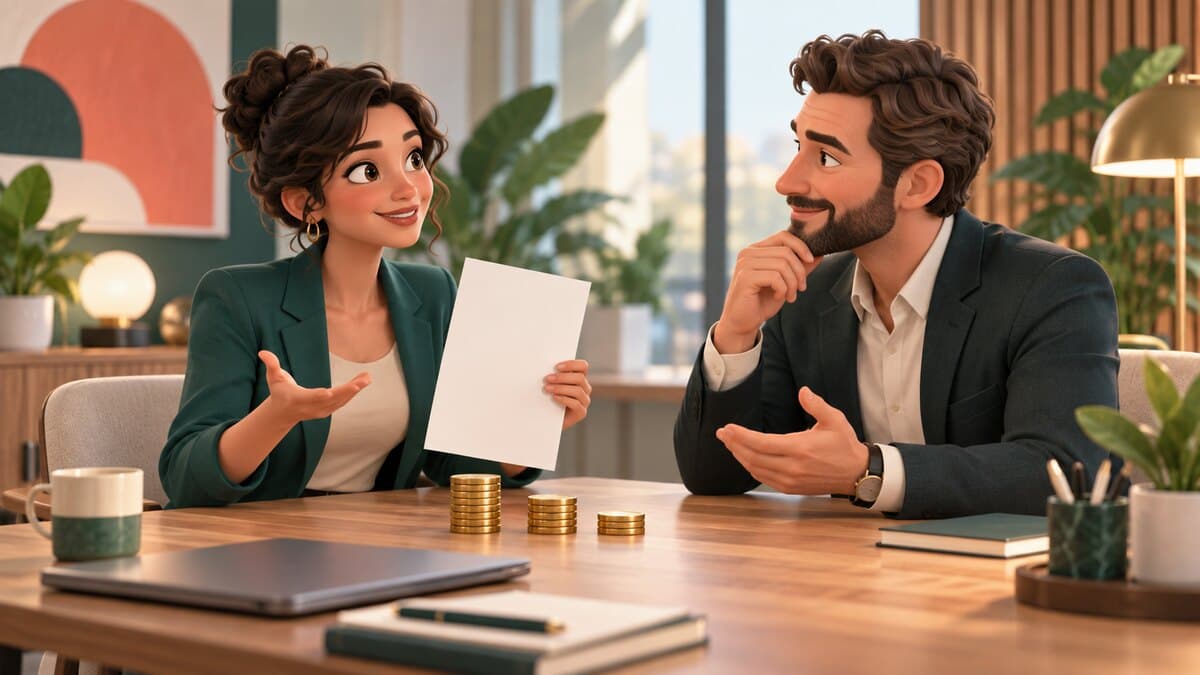 Une professionnelle négocie sa rémunération avec son responsable lors d’un échange constructif.